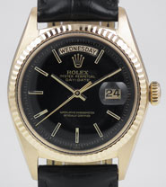 Rolex Oyster Perpetual Day-Date 18ct 18K Yellow Gold With Black Dial 1803