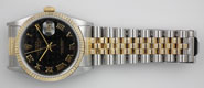Gents Rolex Oyster Perpetual DateJust 18K/SS With Black Pyramid Dial 16233