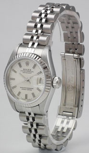 Ladies 18K WG/SS Rolex Oyster Perpetual DateJust With Silver Dial 69174