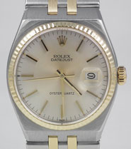 Rolex OysterQuartz DateJust 18K/SS With Silver Dial 17013