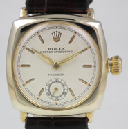 Rolex Oyster Speedking 9ct Yellow Gold Cushion Style Case - White Dial