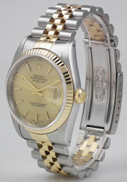 Gents Rolex Oyster Perpetual DateJust 18K/SS With Champagne Dial 16233