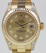 Ladies Rolex Oyster Perpetual DateJust 18K 18ct Diamond Dial Shoulders 179238