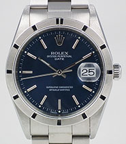 Rolex Oyster Perpetual Date Dark Blue Metallic Dial 15210