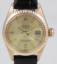 Ladies Rolex DateJust 18K Pink Gold With Champagne Dial 6917