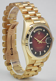 Rolex Oyster Perpetual Day-Date 18K 18238 - Red Vignette Diamond-Set Dial