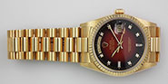 Rolex Oyster Perpetual Day-Date 18K 18238 - Red Vignette Diamond-Set Dial