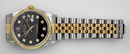 Gents Rolex Oyster Perpetual DateJust 18K/SS - Original Black Diamond-Set Dial 16233