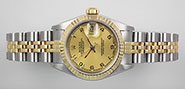 Ladies Rolex Oyster Perpetual DateJust Champagne Numbered Dial 69173