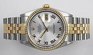 Rolex Oyster Perpetual DateJust Rhodium Roman Numeral Dial 16233