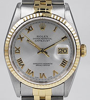 Rolex Oyster Perpetual DateJust Rhodium Roman Numeral Dial 16233