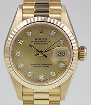 Ladies Rolex Oyster Perpetual DateJust 18K 18ct Diamond Dial 69178