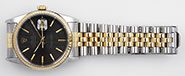 Rolex Oyster Perpetual DateJust 18K SS 16233 - Black Tapestry Dial