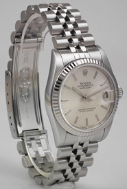 Mid-Size Rolex DateJust With Silver Dial - Original Box & Paperwork