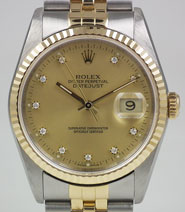 Gents Rolex Oyster Perpetual DateJust 18K/SS With Champagne Diamond-Set Dial