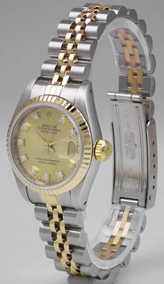 Ladies Rolex DateJust 18K/SS With Diamond-Set Champagne Dial