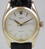 Rolex 9ct 9K Yellow Gold Oyster With White Dial
