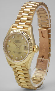 Ladies Rolex Oyster Perpetual DateJust In 18ct With Champagne Diamond-Set Dial