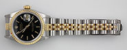 Ladies Rolex Oyster Perpetual DateJust 18K SS - Black Dial 69173