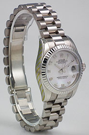 Ladies Rolex Oyster Perpetual DateJust 18K 18ct White Gold MOP Dial 179179