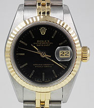 Ladies Rolex Oyster Perpetual DateJust Champagne Linen Dial 69173