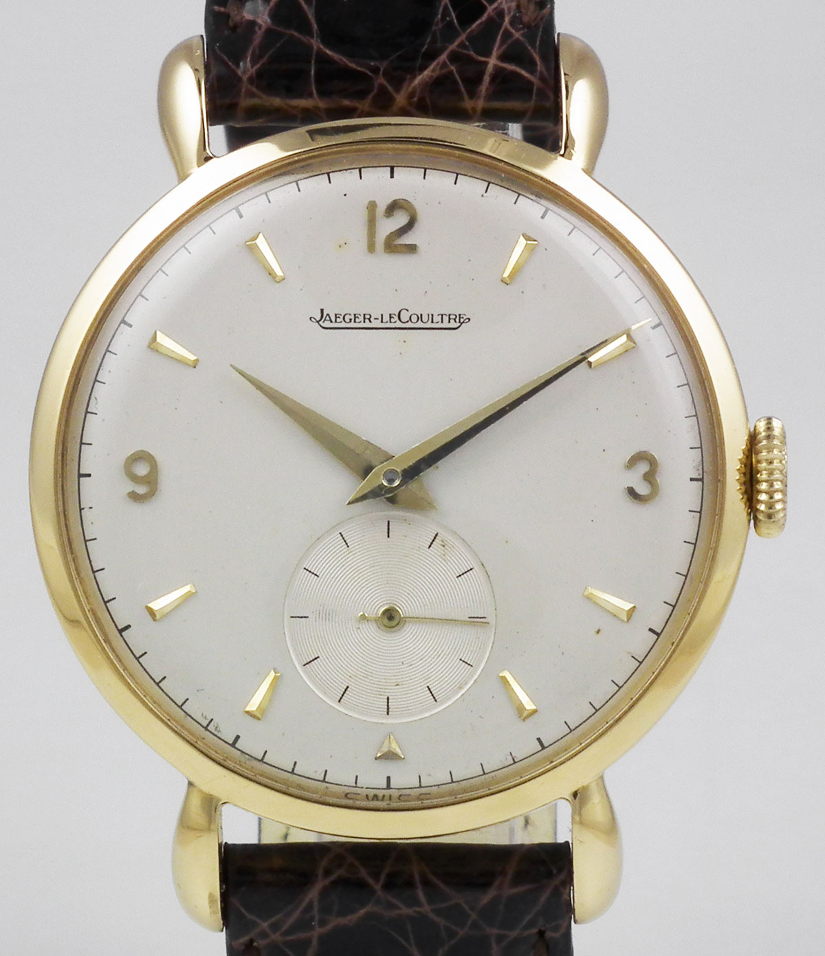 Jaeger LeCoultre Manual Winding Large Size 18ct - Original Silver Dial ...