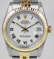 Rolex Oyster Perpetual DateJust Rare White Roman Numeral Dial 68273
