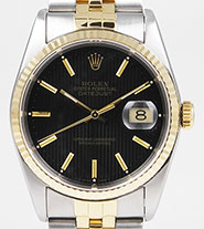 Rolex Oyster Perpetual DateJust 18K SS 16233 - Black Tapestry Dial