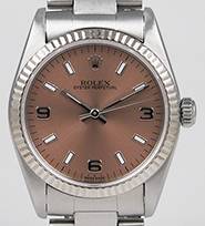 Mid Mid-Size Rolex Oyster Perpetual Salmon Pink Dial 77014