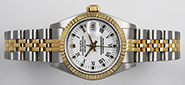 Ladies Rolex Oyster Perpetual DateJust White Roman Dial 69173