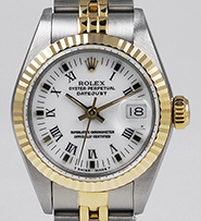 Ladies Rolex Oyster Perpetual DateJust White Roman Dial 69173