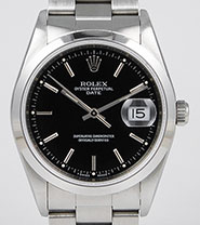 Rolex Oyster Perpetual Date Black Metallic Dial 15200