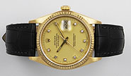 Rolex Oyster Perpetual DateJust 18K Gold 16018 Champagne Diamond Dial