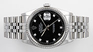 Rolex Oyster Perpetual DateJust 16234 - Gloss Black Diamond Dial