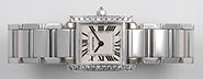 Ladies Cartier Tank Francaise 18K White Gold - White Ivory Dial Diamond Bezel 2403