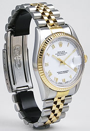 Rolex Oyster Perpetual 18K/SS DateJust 16233 White Roman Numeral Dial