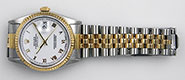 Rolex Oyster Perpetual 18K/SS DateJust 16233 White Roman Numeral Dial
