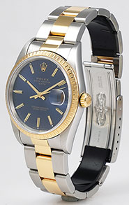 Rolex Oyster Perpetual Date 15223 18K/SS - Original Metallic Blue Dial