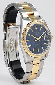 Rolex Oyster Perpetual Date 15223 18K/SS - Original Metallic Blue Dial