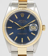 Rolex Oyster Perpetual Date 15223 18K/SS - Original Metallic Blue Dial