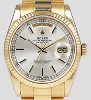 36mm Rolex Oyster Perpetual Day-Date 118238 - Silver Dial